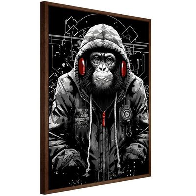 Quadro Decorativo Macaco Estiloso Moldura Cx Alta 100x66 Titulos Moldura Madeira