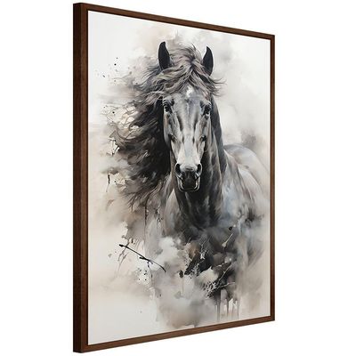 Quadro Decorativo Cavalo Aquarela Moldura Cx Alta 40x60 Titulos Moldura Madeira