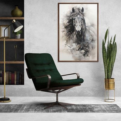 Quadro Decorativo Cavalo Aquarela Moldura Cx Alta 40x60 Titulos Moldura Madeira