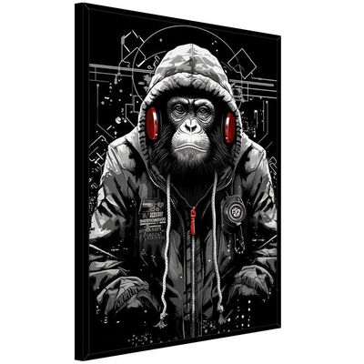 Quadro Decorativo Macaco Estiloso Moldura Cx Alta 100x66 Titulos Moldura Preta