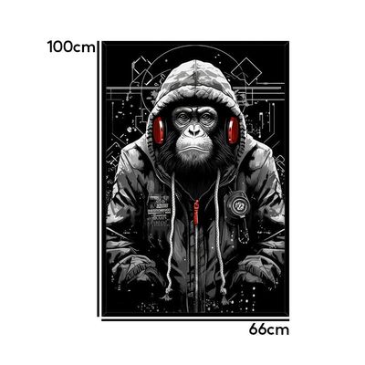 Quadro Decorativo Macaco Estiloso Moldura Cx Alta 100x66 Titulos Moldura Preta