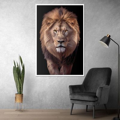 Quadro Decorativo Leão Judá Moldura Cx Alta 40x60 Titulos Moldura Branca