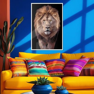 Quadro Decorativo Leão Judá Moldura Cx Alta 40x60 Titulos Moldura Branca