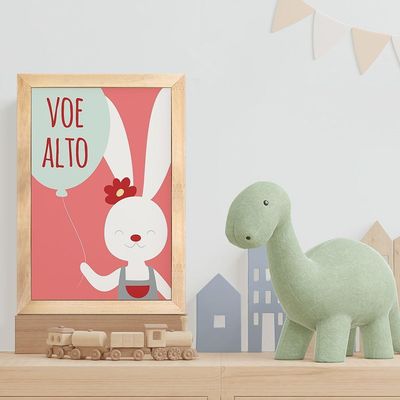 Kit 4 Quadros Infantil Leão Animais Bichos Frases 20x30cm Titulo Moldura Mel