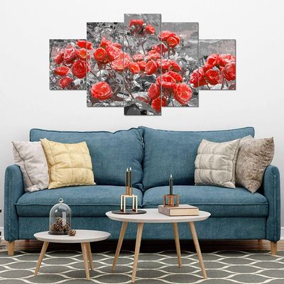 Kit 5 Placa Quadro Flores Vermelha Titulos Rosas Vermelhas