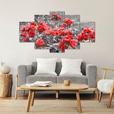Kit 5 Placa Quadro Flores Vermelha Titulos Rosas Vermelhas