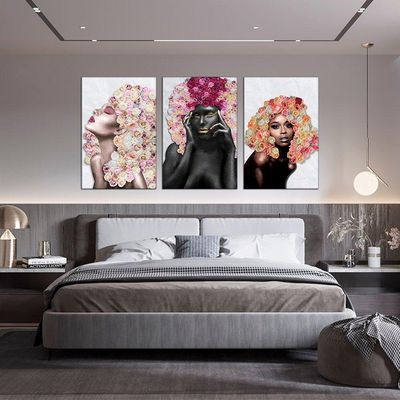 Placas Quadros Mdf 20x30cm Mulheres Rosto Flores Rosas Kit 3