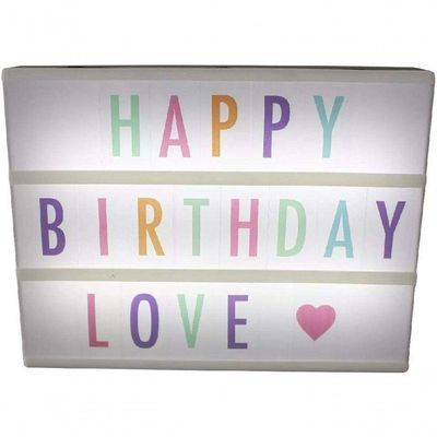 Quadro Letreiro De Cinema Luminoso 30x23cm Light Box - Preto - Letras Coloridas