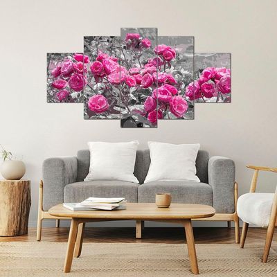Kit 5 Placa Quadro Flores Vermelha Titulos Rosas Rosadas