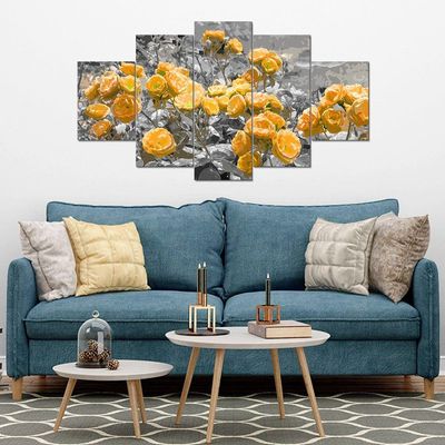 Kit 5 Placa Quadro Flores Vermelha Titulos Rosas Amarelas