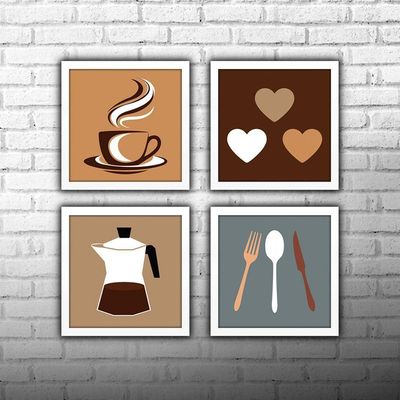 Quadro Cozinha Copa Cantina Objetos Café Xícara Branca