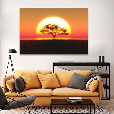 Quadro Decorativo árvore No Pôr Do Sol