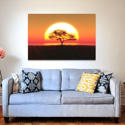 Quadro Decorativo árvore No Pôr Do Sol