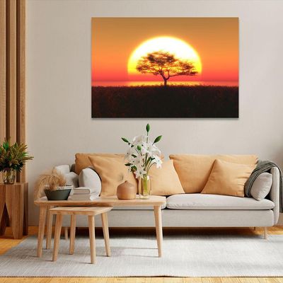 Quadro Decorativo árvore No Pôr Do Sol