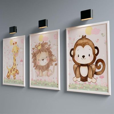 Conjunto De Quadros Trio Infantil Animais