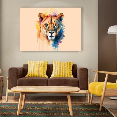 Quadro Decorativo Leoa Colorida