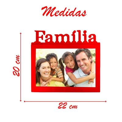 Porta Retrato Família 20x15cm Vermelho