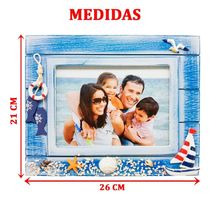 Porta Retrato Náutico Retangular Marítimo Em Madeira 7x5