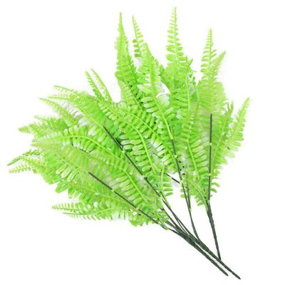 Kit 4 Ramos Decoração Arranjo Samambaia Planta Artificial Plástico Verde 5 Galhos Cada 43cm