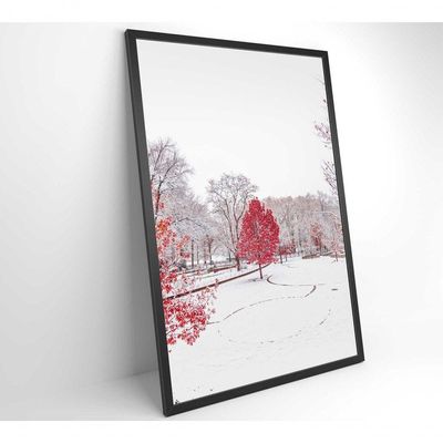 Quadro Arvore Vermelha 80x120 Cm Adesivo Fotográfico