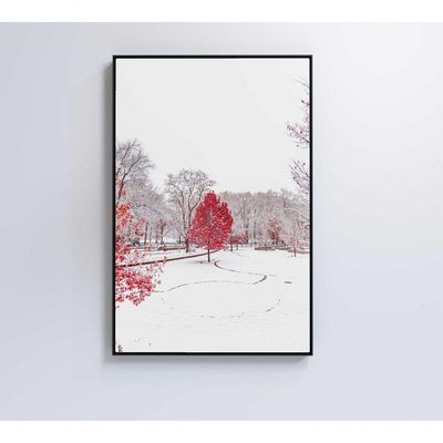Quadro Arvore Vermelha 80x120 Cm Adesivo Fotográfico