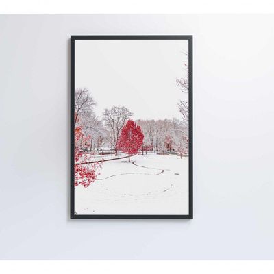 Quadro Arvore Vermelha 80x120 Cm Adesivo Fotográfico