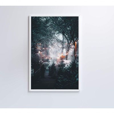 Quadro árvores Neve 60x90 Cm Adesivo Fotográfico
