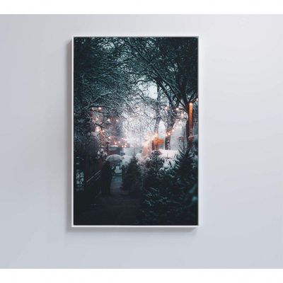 Quadro árvores Neve 60x90 Cm Adesivo Fotográfico
