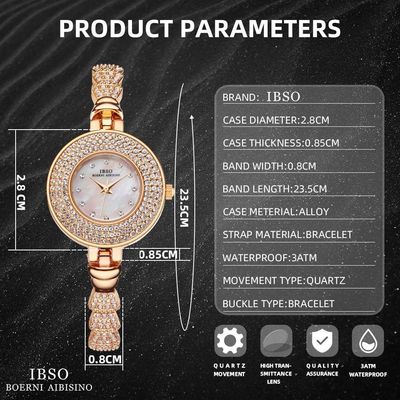 Relógio De Quartzo Feminino Ibso S9296 à Prova D'água Ouro