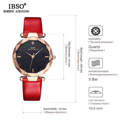 Relógio De Pulso Feminino Ibso 8636 à Prova D'água Vermelho