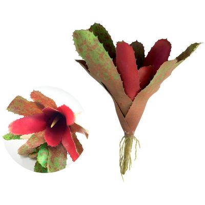 Kit 6 Pçs Bromélia Elegante Planta Artificial 8 Folhas 21cm