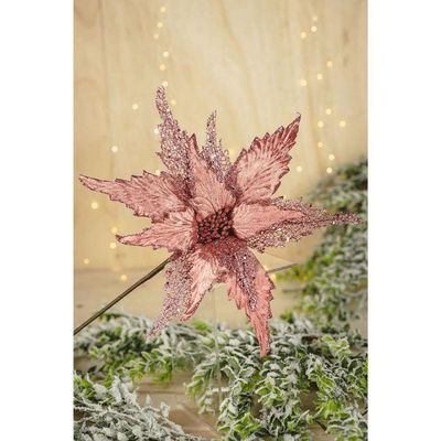 Flor Artificial Natal Poinsétia Rose Gold 50cm 50cm