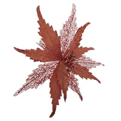 Flor Artificial Natal Poinsétia Rose Gold 50cm 50cm