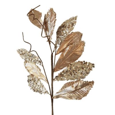 Galho Decorativo Folhas Rose E Champanhe 70cm 70cm