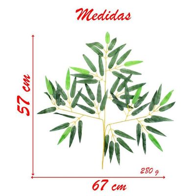 12 Ramos Decoração Arranjo Bambu Artificial Planta Decorativa Plástico 12 Galhos Cada 57cm