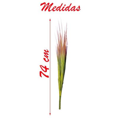 Folhagem Capim Verde Com Pontas Avermelhadas Artificial 74cm