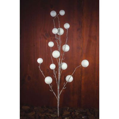 Galho Decorativo Pom Pom Branco 100cm 100cm