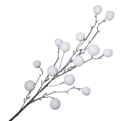 Galho Decorativo Pom Pom Branco 100cm 100cm