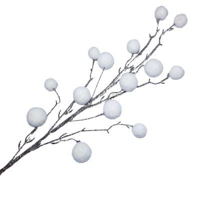 Galho Decorativo Pom Pom Branco 100cm 100cm