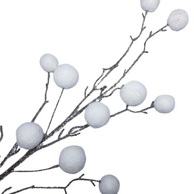 Galho Decorativo Pom Pom Branco 100cm 100cm