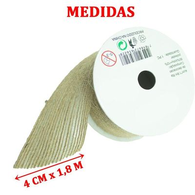 Kit 12 Fita Fibra De Juta Poliéster Sintética Decorativa 4cm