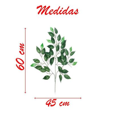 12 Ramos Decoração Arranjo Fícus Artificial Verde 14 Galhos Cada 60cm