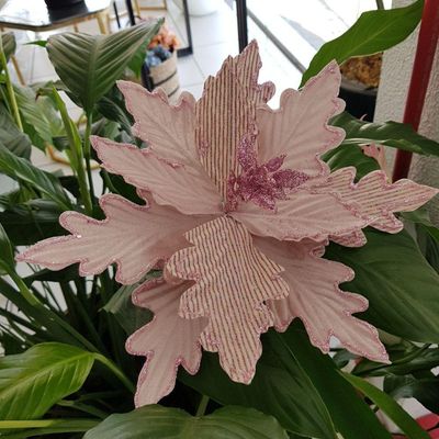 Flor Artificial Natal Rosa 25cm