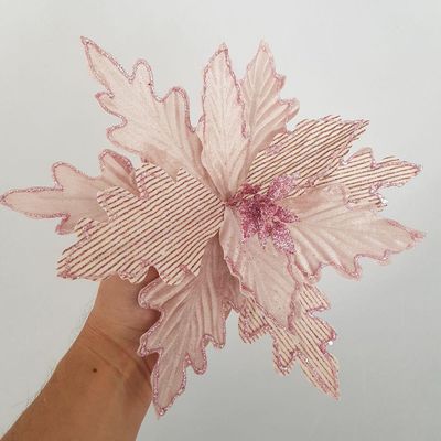 Flor Artificial Natal Rosa 25cm