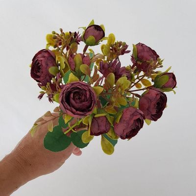 Flor Artificial Buquê Camélia E Margarida 30cm