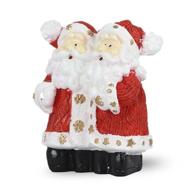 Figura Natalina Mini Dupla Papai Noel De Resina 12cm Bravadecor