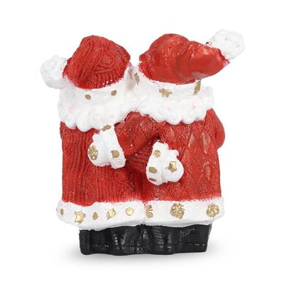 Figura Natalina Mini Dupla Papai Noel De Resina 12cm Bravadecor