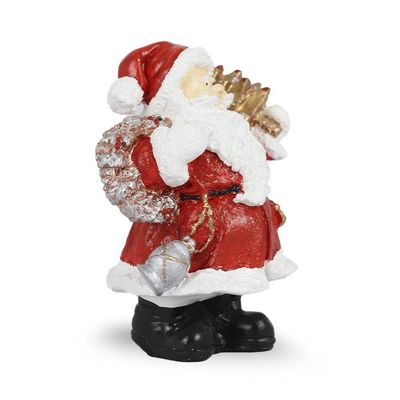 Figura Natalina Mini Papai Noel Com árvore De Resina 18cm Bravadecor