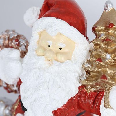Figura Natalina Mini Papai Noel Com árvore De Resina 18cm Bravadecor