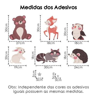 Adesivos De Parede Animais Bichinhos Estrelas Titulo Azul